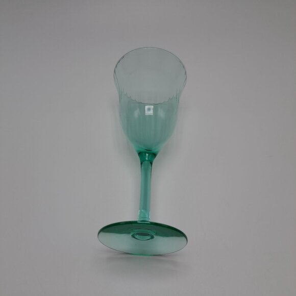 Vaseline Uranium Green Depression Glass Optic Panel Stemware Cocktail Glass - Picture 14 of 16